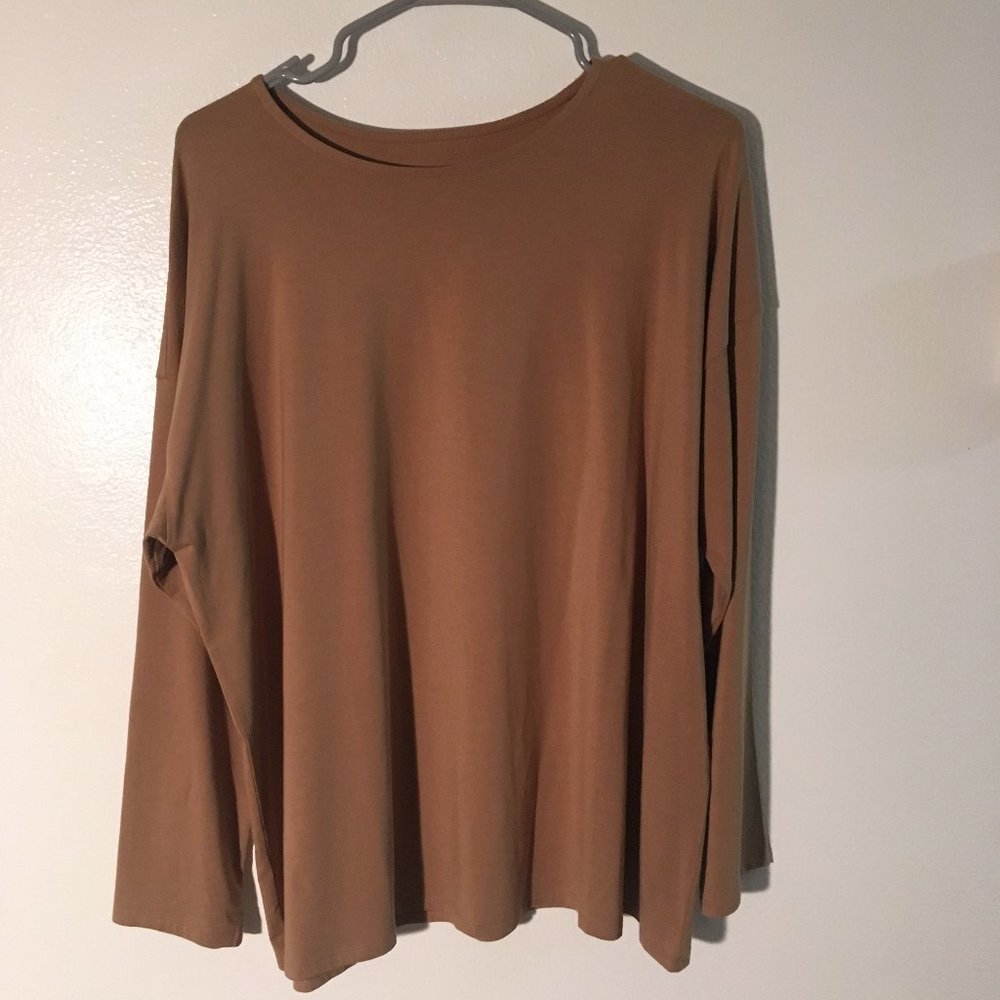 J.Jill Luxe Supima Long-Sleeve Tee in Camel